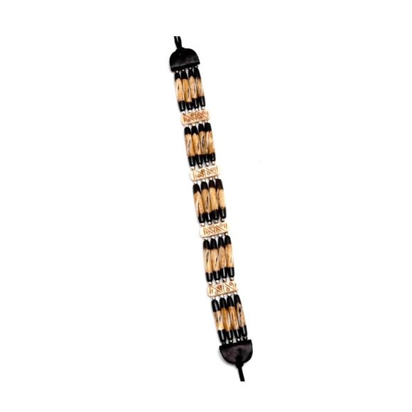 Buffalo Bone 4 Line Choker Bone Beaded Native American Necklace Antique Beige - Picture 1 of 1